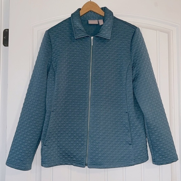 Chico’s Zip Up Quilted Jacket Size 2 Or US Large - Picture 1 of 7